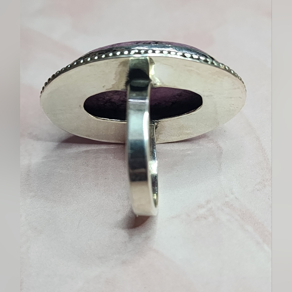 Purpurite and Sterling Silver Statement Ring - Picture 3 of 5